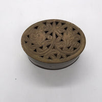 Small Brass Trinket Box Oval W Floral Top