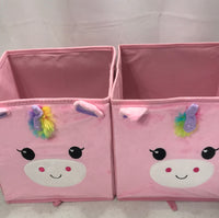 Set of Two Pink Unicorn Bins/collapsible