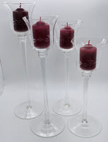 4 PC Etched Glass Stem Candle Decor SO PRETTY!