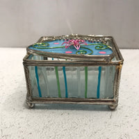 Cute Metal/Glass Floral Purse Jewlery Box