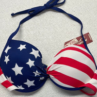 NEW! Bathing Suit Top Arizona Jeans Patriotic Padded Bra Top (LADIES M)