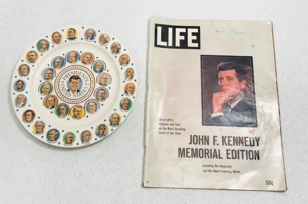 JFK President Collector Plate & LIFE JFK Memorial Edition (WRITING & WEAR)