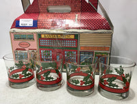 Libby Vintage Holiday Glasses In Cardboard Box