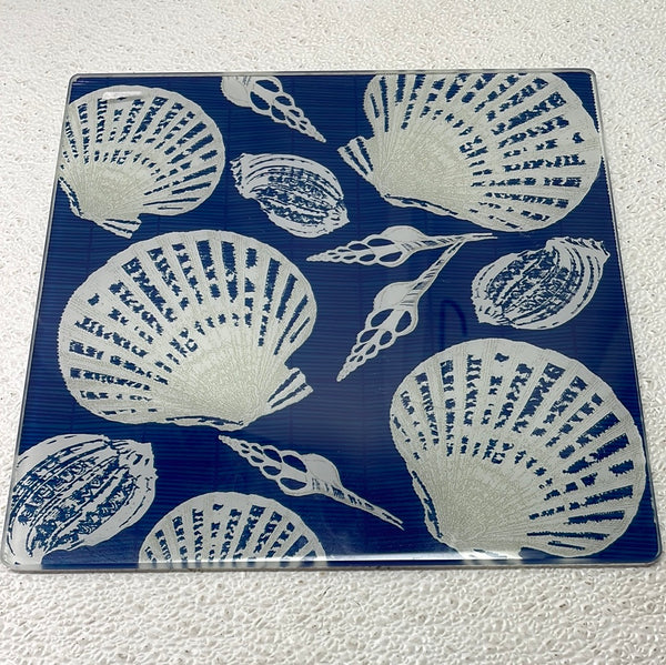 Seashell Printed Decorative Glass Square 10x10