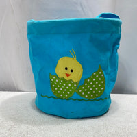 Buckhead Betties Canvas Easter basket Tote Blue with hatching Chick
