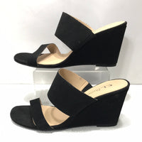 CL by Chinese Laundry Fanciful Starstone Black Suede-Like Wedge Sandal Ladies 7.5