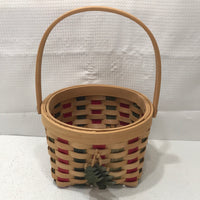 Red, Green, & Tan 9"x8.5"x11" Christmas Tree Basket